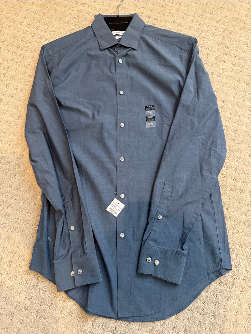 Calvin Klein Slate Blue Men's Long-Sleeve Dress Shirt